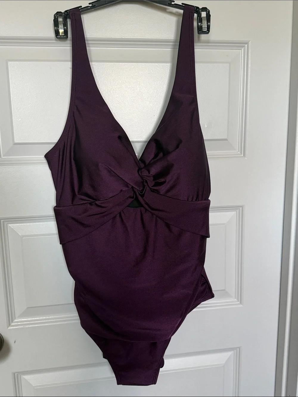 NWT DKNY Plum Twist-Front One-Piece Swimsuit Sz XXL - Picture 3 of 9